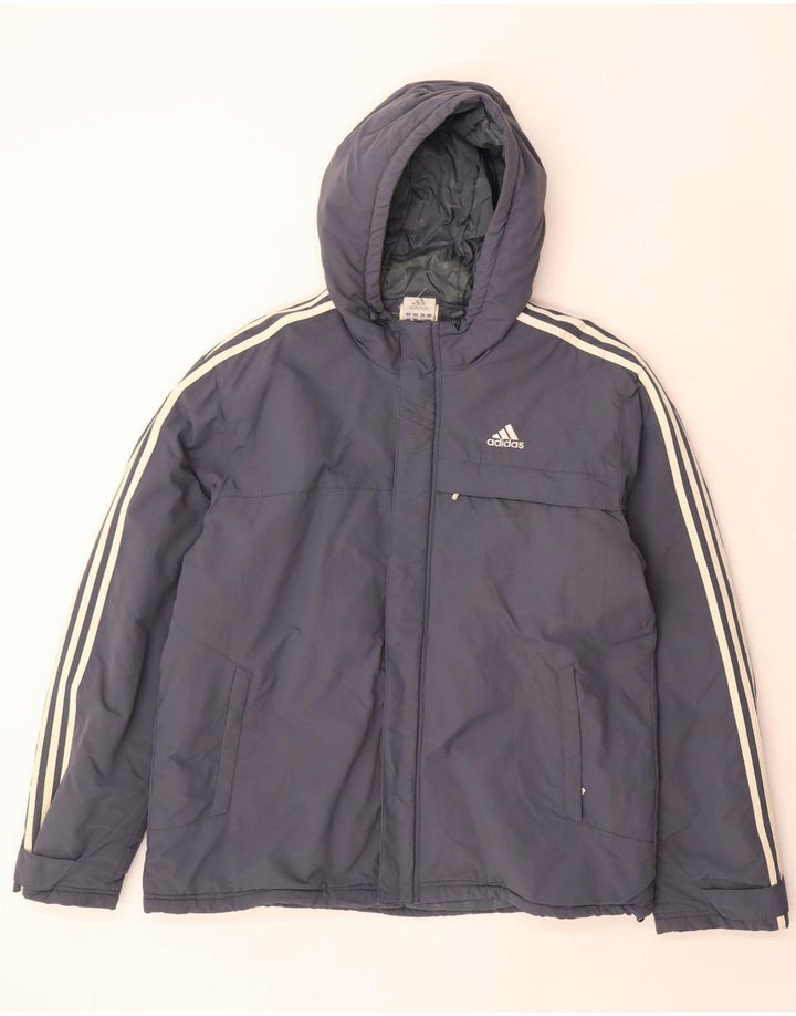 Adidas Veste rembourrée à capuche pour homme UK 40 Large Gris Polyamide