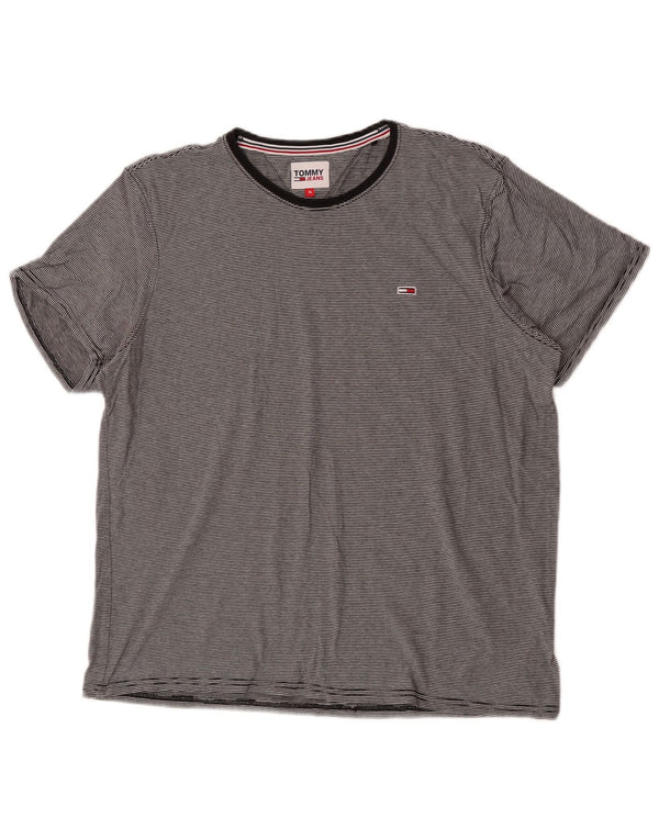 Tommy Hilfiger T-Shirt Homme Top XL Gris Pinstripe Coton