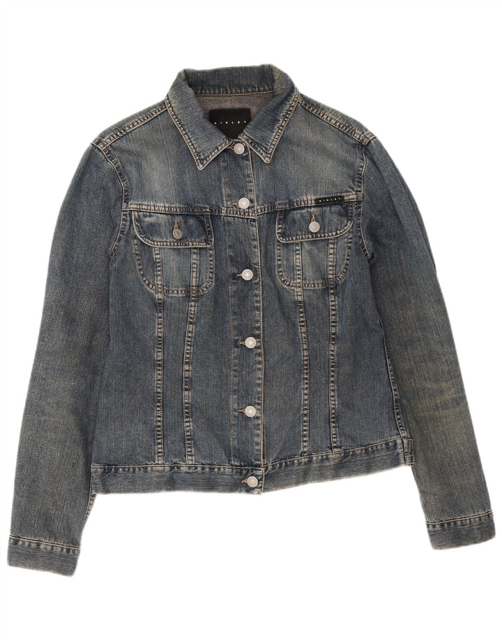Sisley Veste en Jean Femme UK 14 Bleu Moyen Coton
