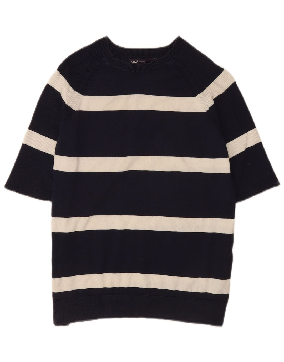 Marks & Spencer Pull col bateau pour femme UK 12 Medium Noir Rayé