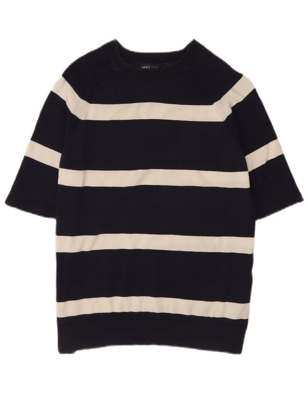 Marks & Spencer Pull col bateau pour femme UK 12 Medium Noir Rayé