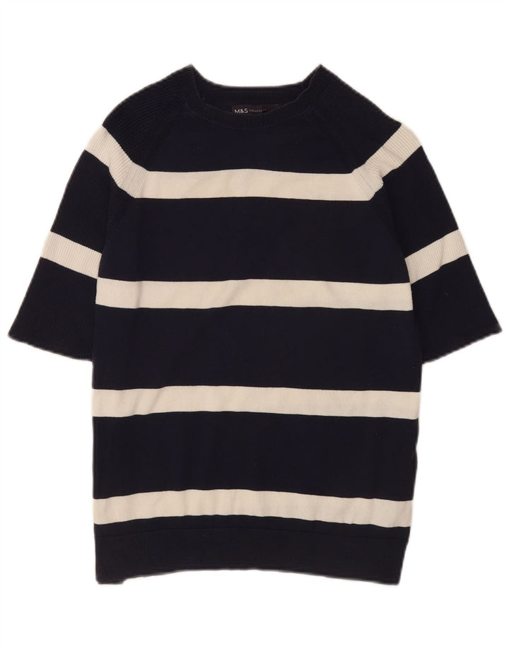 Marks & Spencer Pull col bateau pour femme UK 12 Medium Noir Rayé