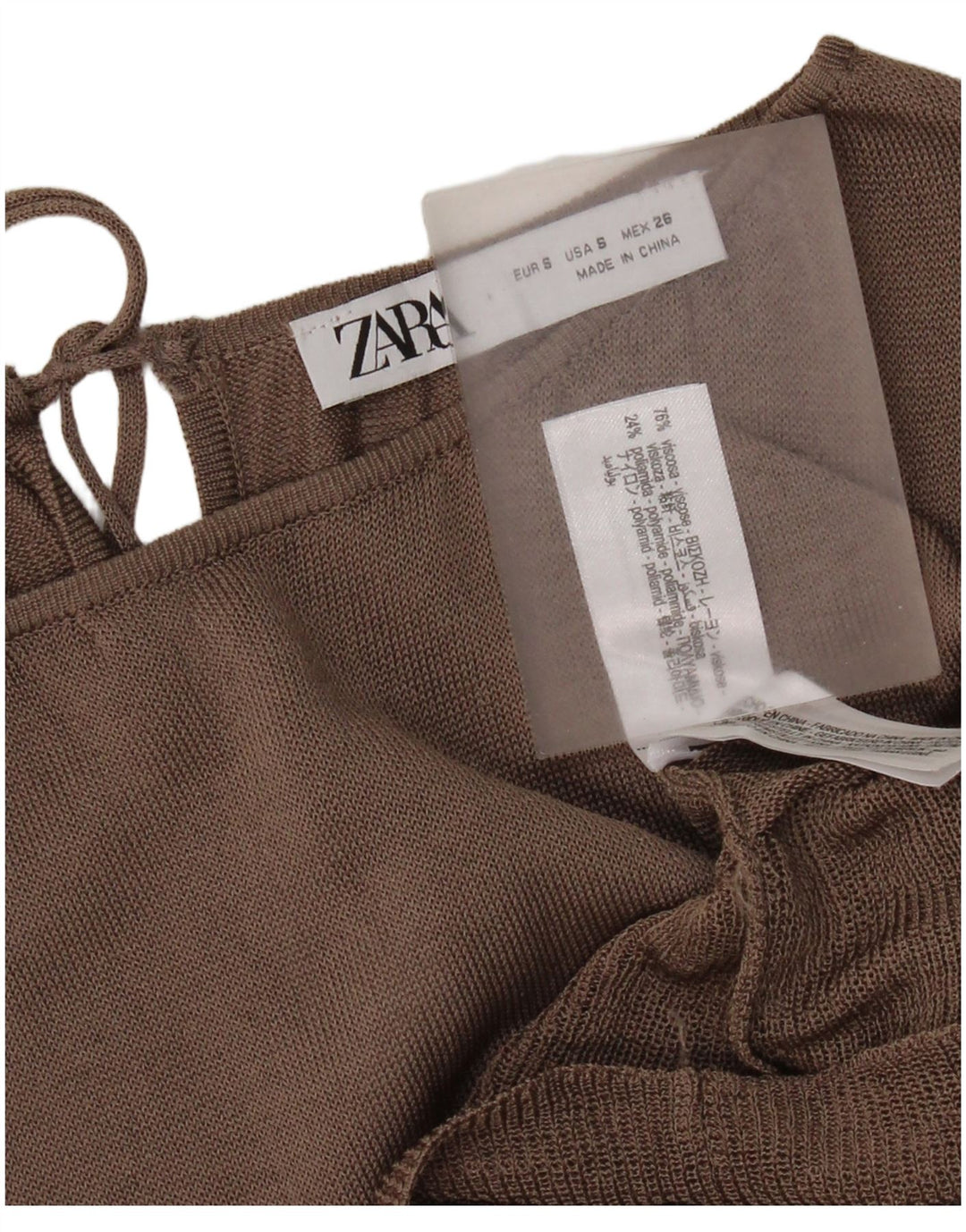 Zara Chemisier surdimensionné à manches longues pour femme UK 10 Small Marron Colorblock