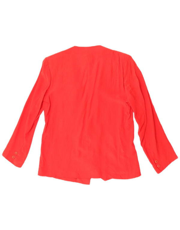 vintage Femme 2 Bouton Blazer Veste IT 46 Grande Soie Rouge