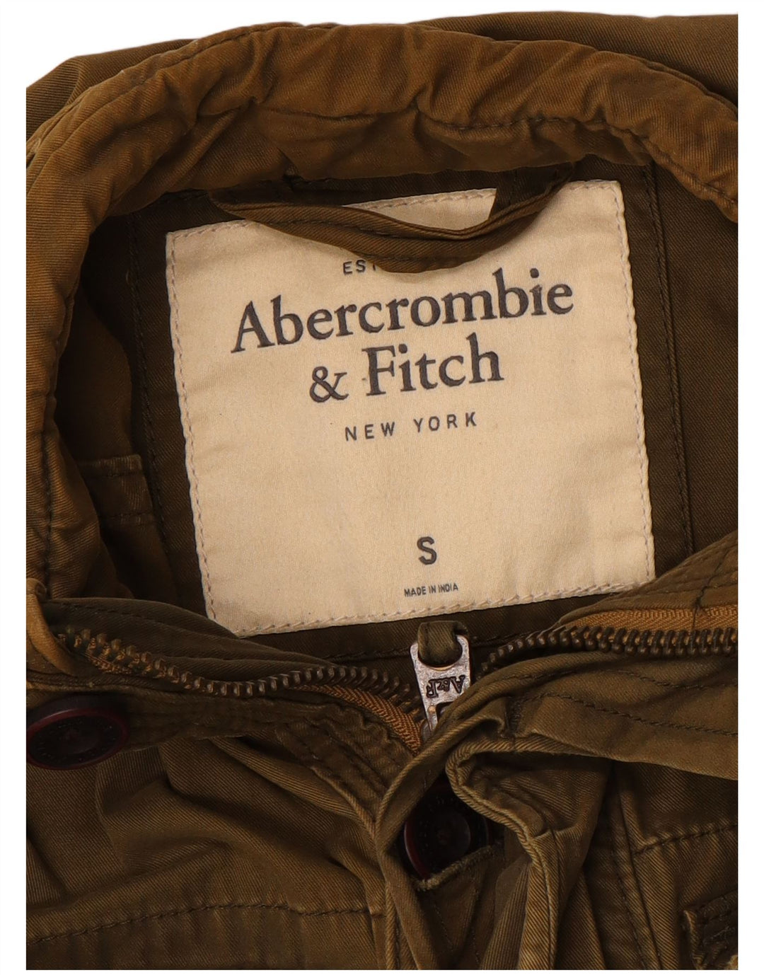 ABERCROMBIE & FITCH Veste militaire pour homme UK 36 Small Kaki