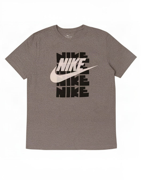 Nike T-Shirt Graphique Homme Gris Moyen Moucheté Coton
