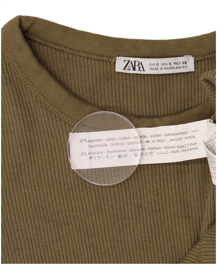 ZARA Homme T-Shirt Top Petit Kaki Coton