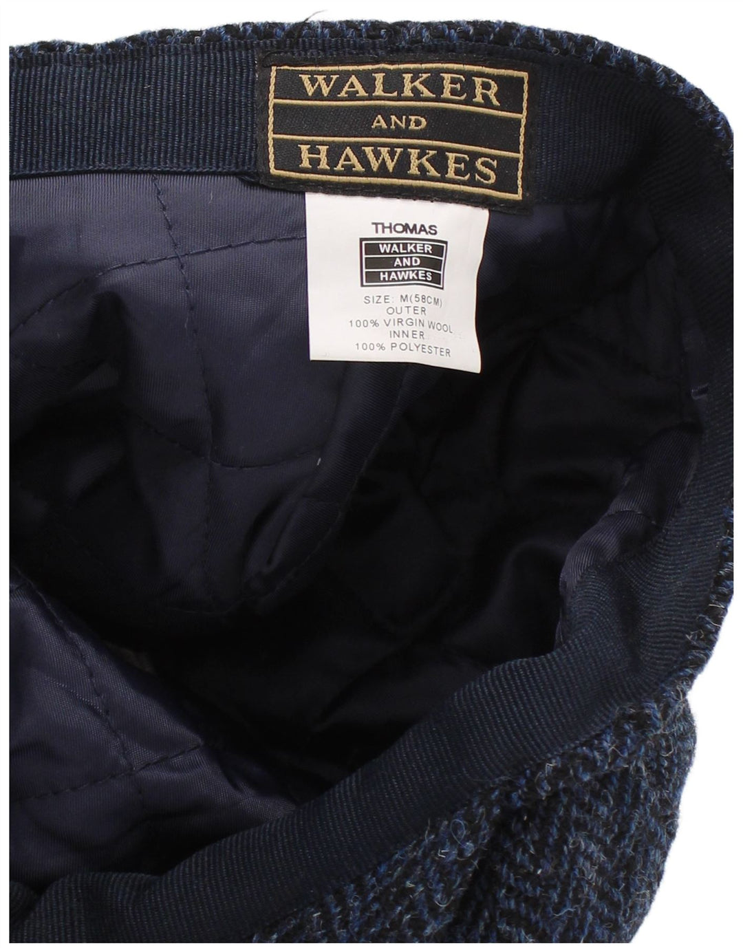 Walker and Hawkes Casquette plate pour homme, moyen, bleu marine, à chevrons, classique