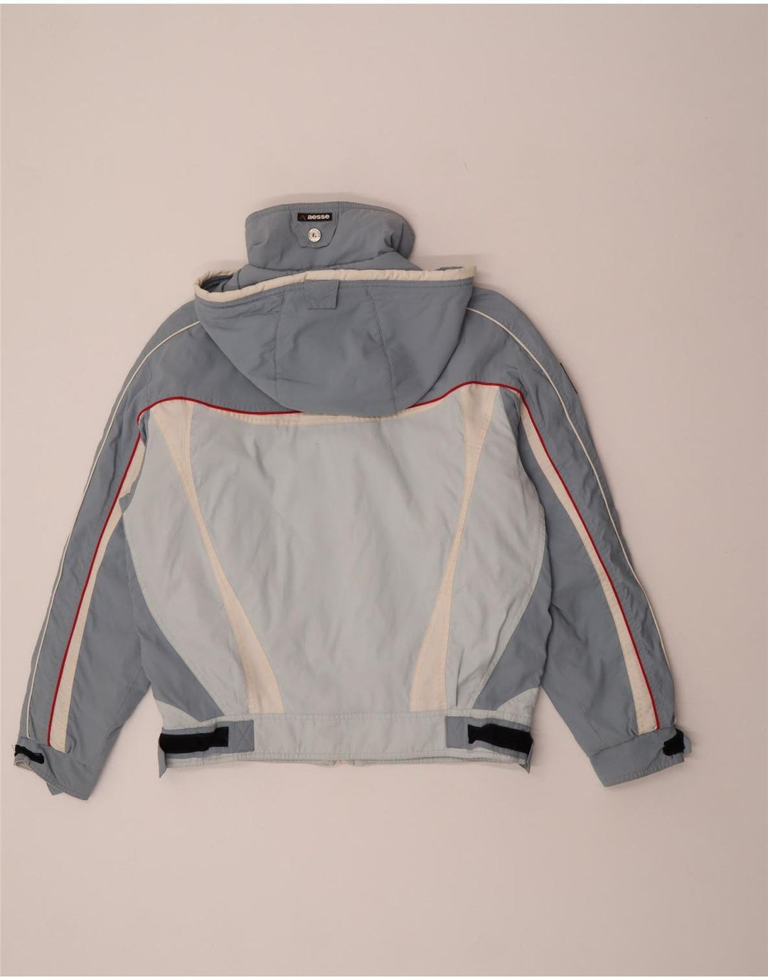 Aesse Veste de ski à capuche pour femme IT 48 XL Bleu Colorblock Polyester