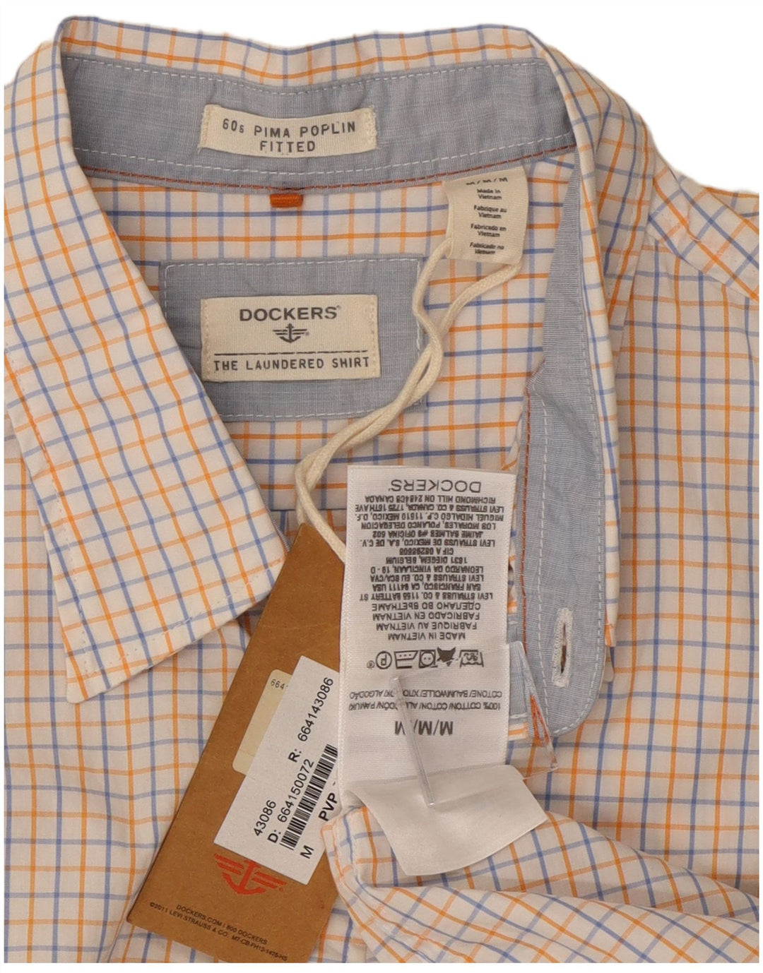 Dockers Chemise Ajustée Homme Blanc Moyen à Carreaux Coton