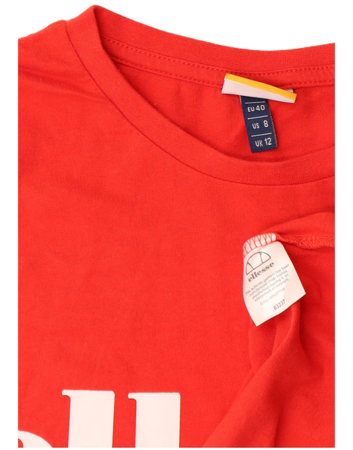 Ellesse T-shirt graphique pour femme UK 12 Rouge moyen Coton