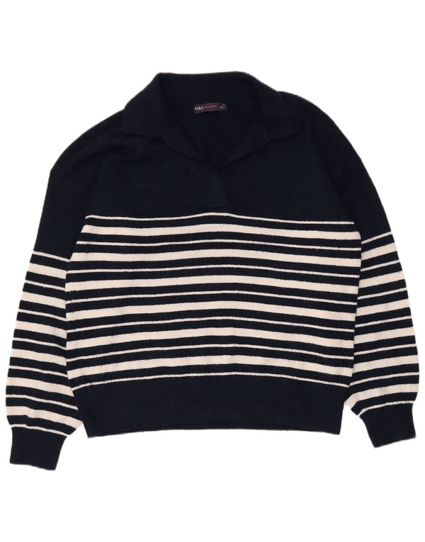 Marks & Spencer Pull à col polo pour femme UK 14 Bleu marine moyen