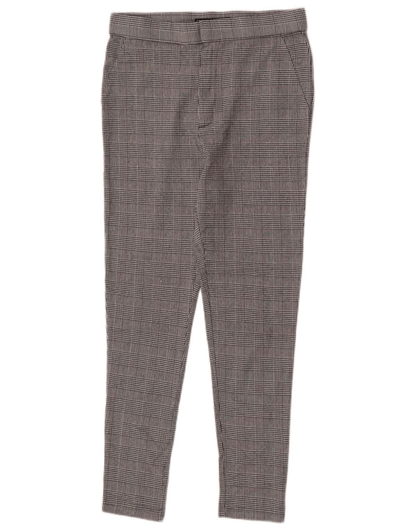 Pantalon Chino Slim Fit Femme Zara Large W30 L26 Gris Plaid Viscose