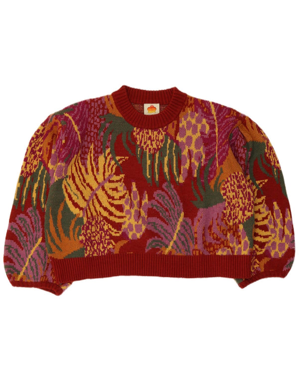 Farm Rio Pull surdimensionné à col rond pour femme UK 16 Large Bordeaux