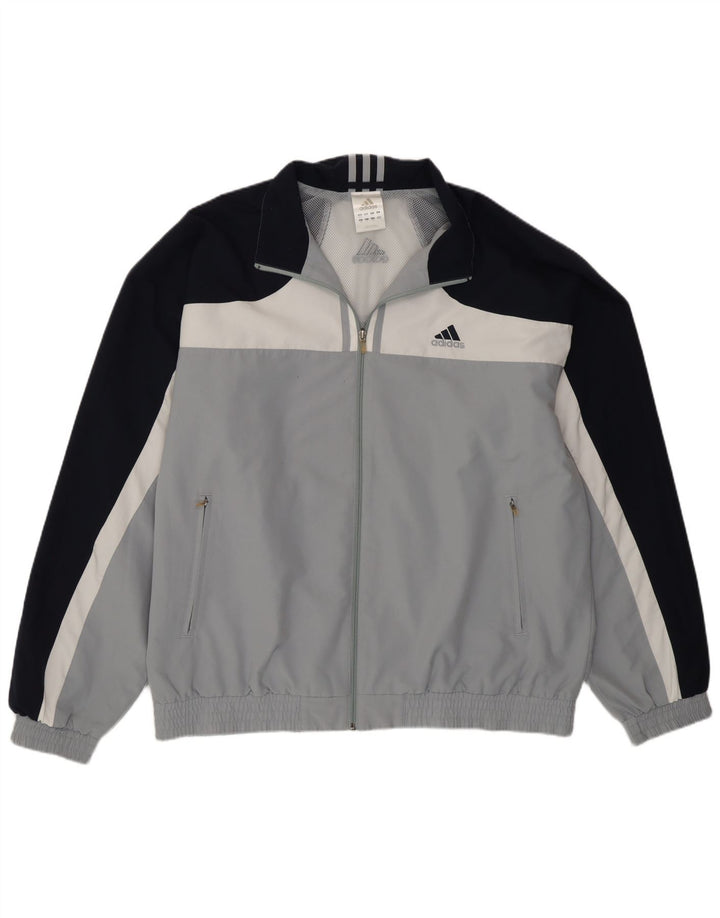 Adidas Veste de survêtement pour homme UK 46/48 XL Gris Colorblock Polyester