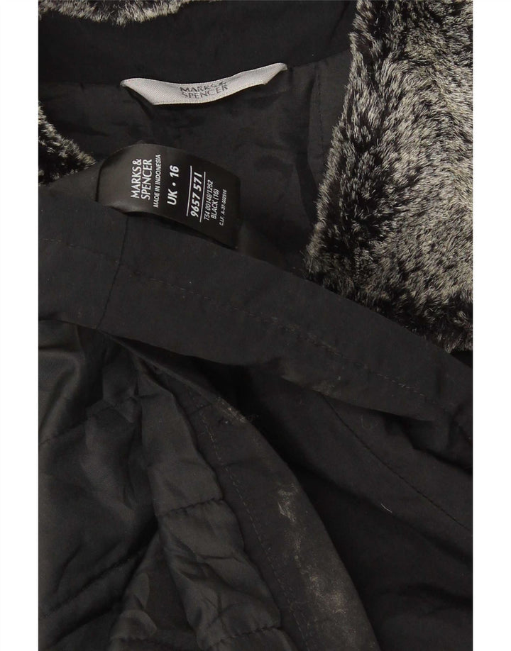 Marks & Spencer Veste matelassée surdimensionnée pour femme UK 16 Large Acrylique Noir