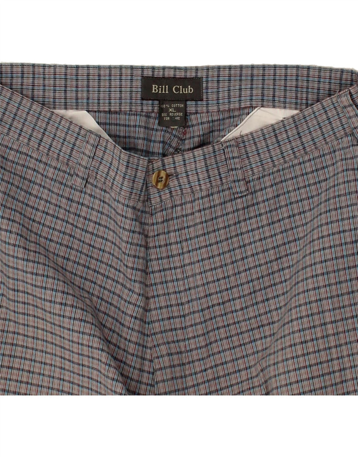 VINTAGE Short Chino Homme W32 Coton à Carreaux Gris Moyen