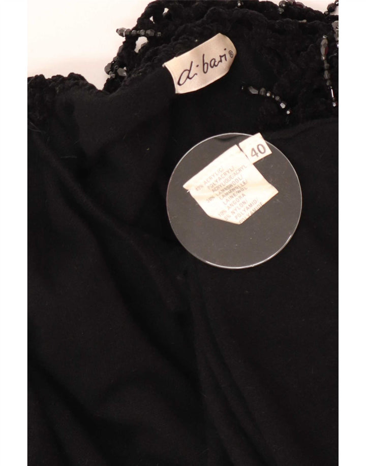 Di Bari Cardigan à capuche long surdimensionné pour femme EU 40 Noir moyen