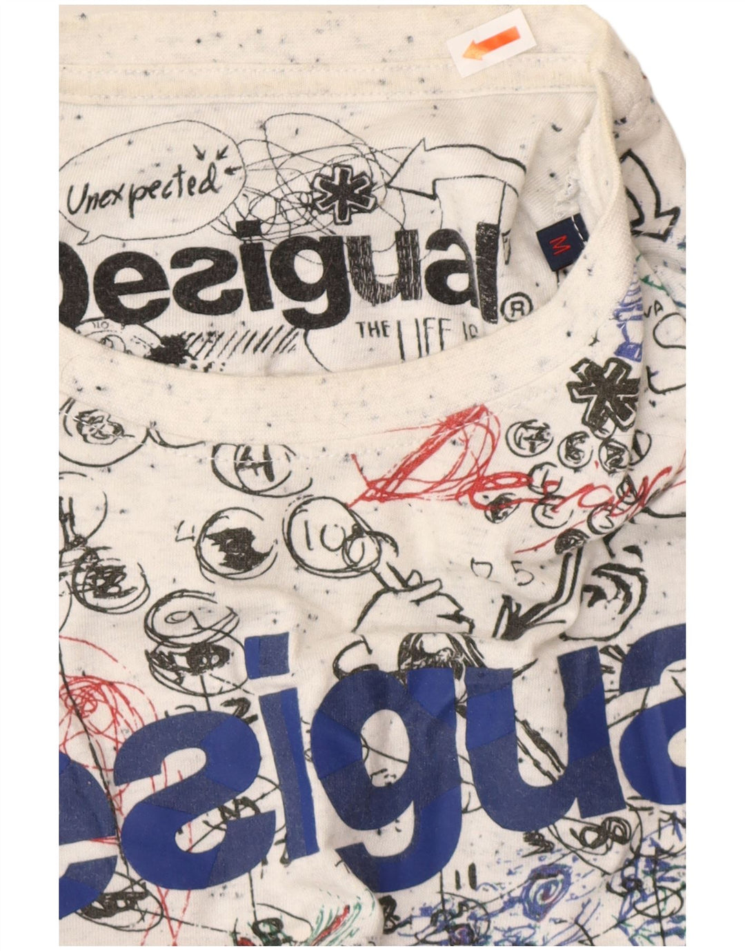 DESIGUAL T-Shirt Graphique à Motif Abstrait Homme Blanc Moyen Coton