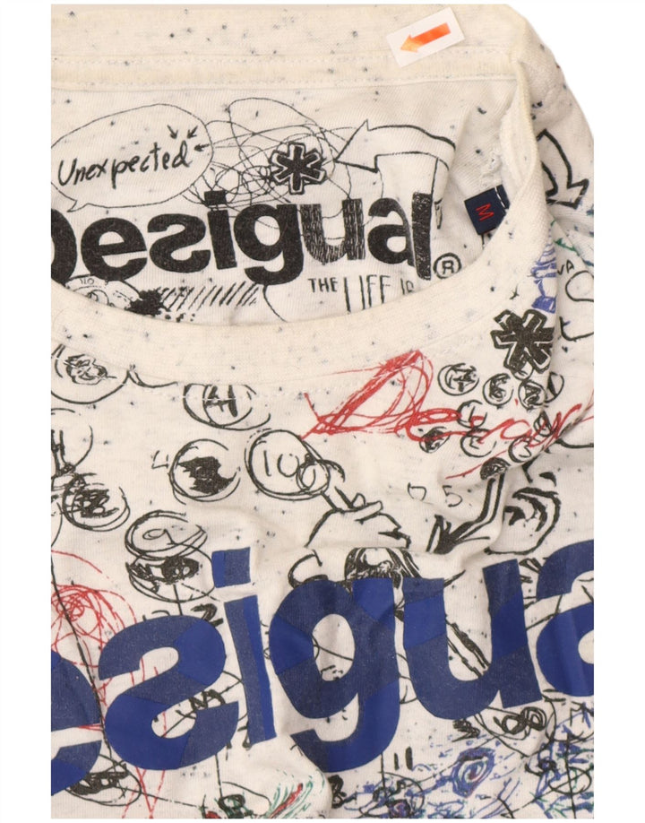 DESIGUAL T-Shirt Graphique à Motif Abstrait Homme Blanc Moyen Coton