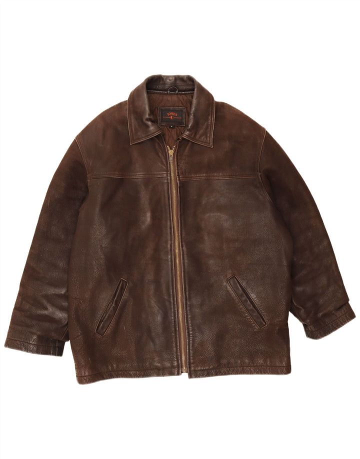 Jones Veste en cuir pour homme UK 40 Grand cuir marron