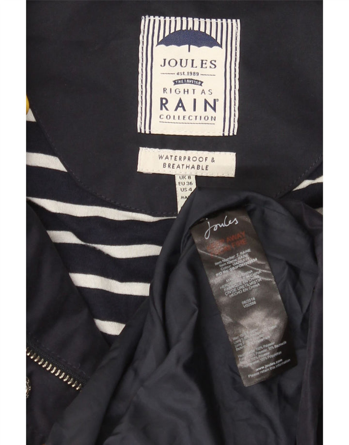 Joules Manteau imperméable à capuche pour femme UK 8 Small Bleu marine Polyester