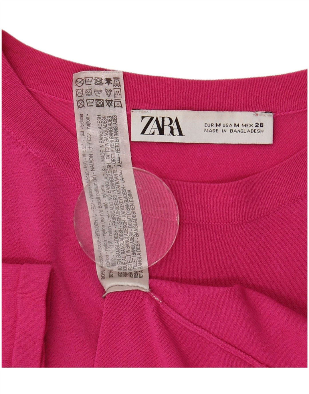 Zara T-Shirt Femme Top UK 12 Viscose Rose Moyen