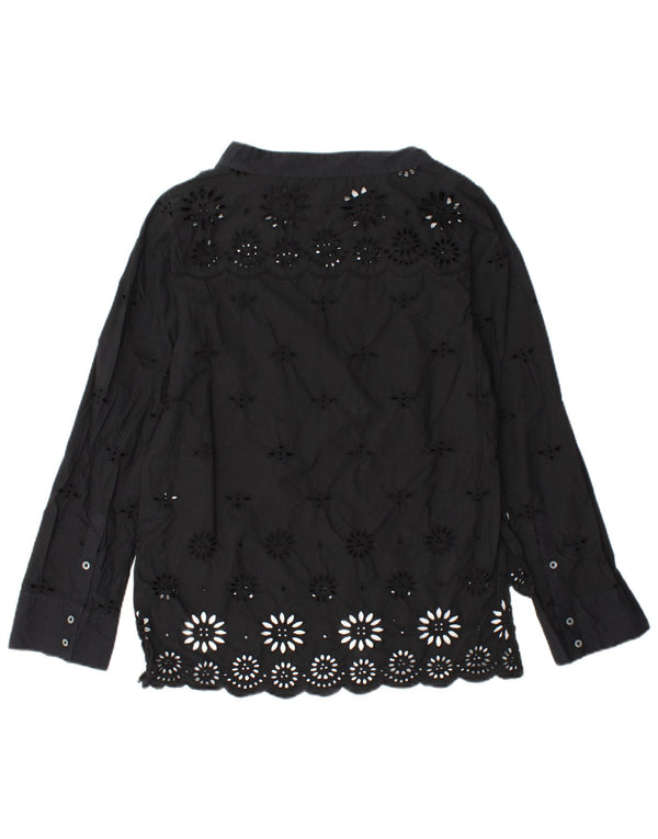 J. CREW Chemisier à manches longues pour femme US 2 XS en coton floral noir