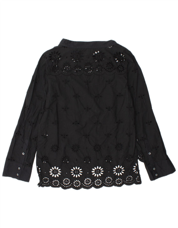 J. CREW Chemisier à manches longues pour femme US 2 XS en coton floral noir