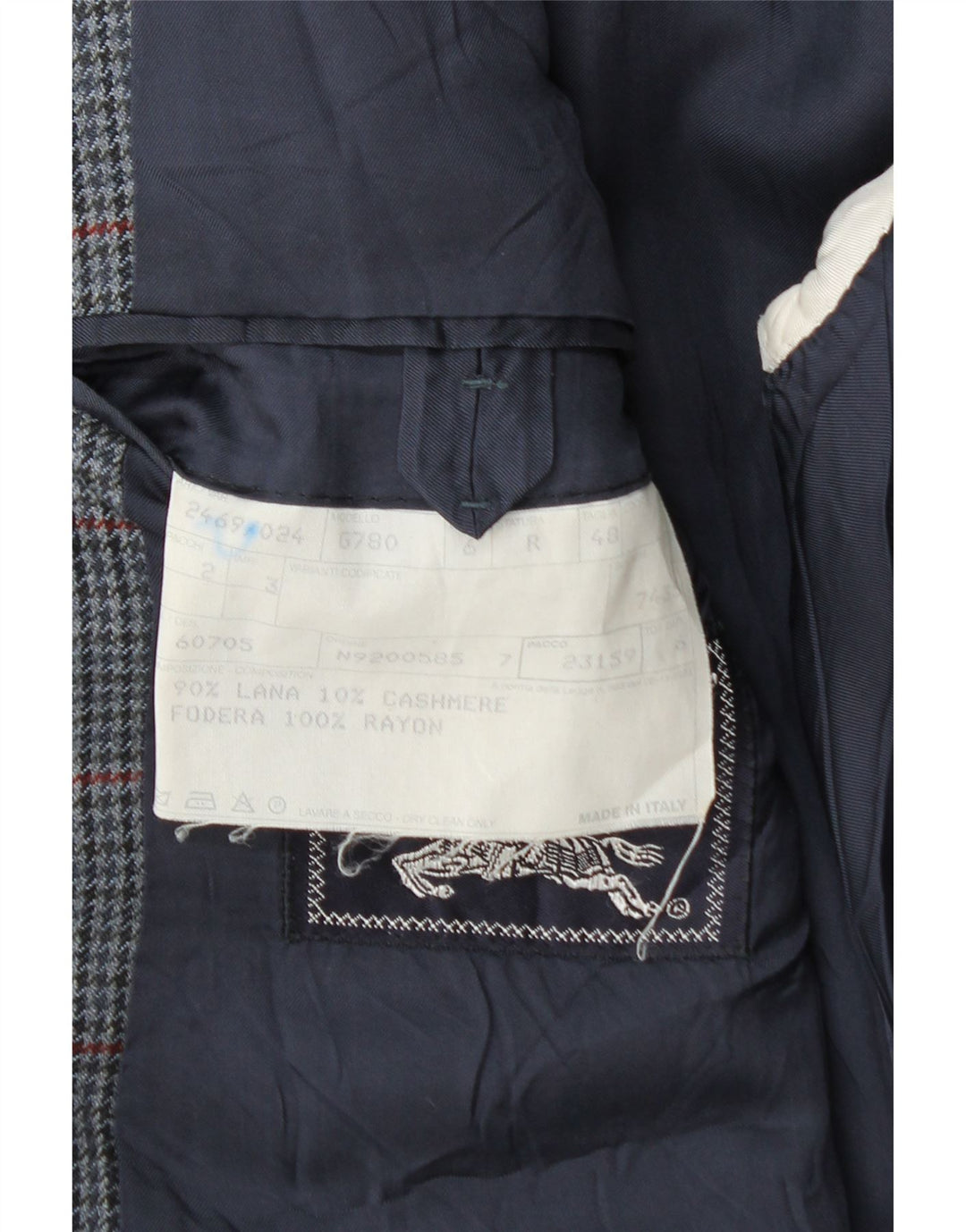 Burberrys Veste Blazer Homme IT 48 Laine Pied-de-Poule Bleu Marine Moyen
