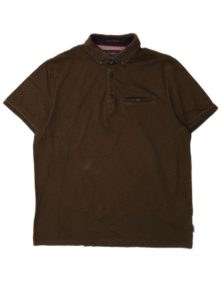 Ted Baker Polo Homme Taille 5 XL Kaki Spotté Coton