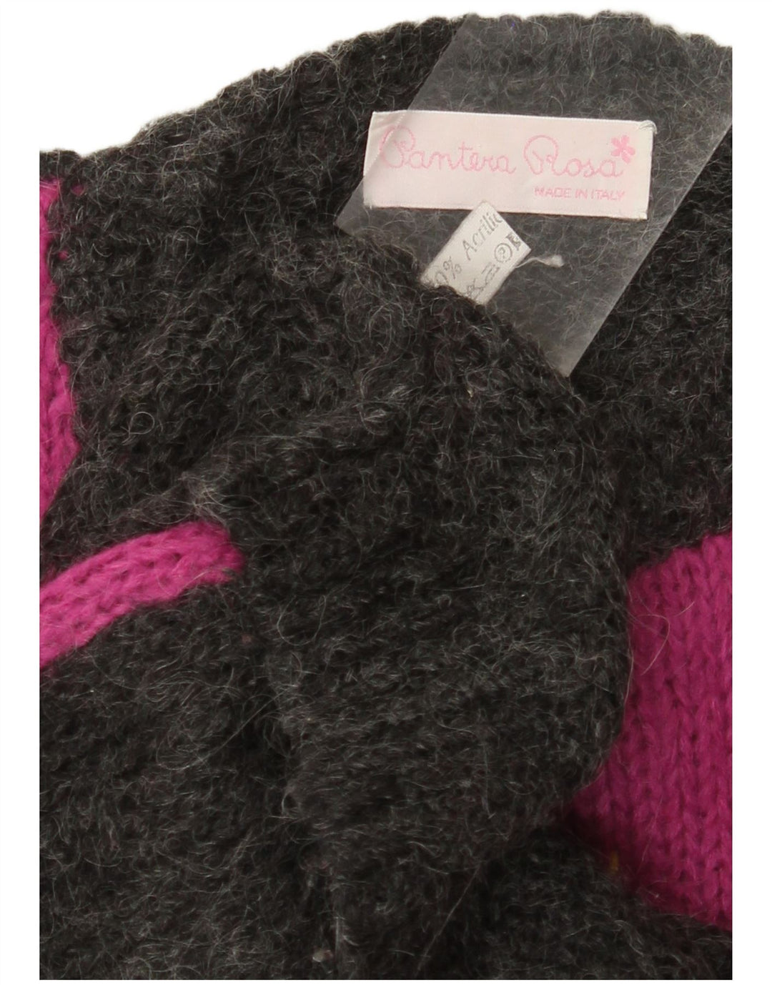 VINTAGE Femme Crew Neck Jumper Pull UK 14 Grand Gris Colorblock