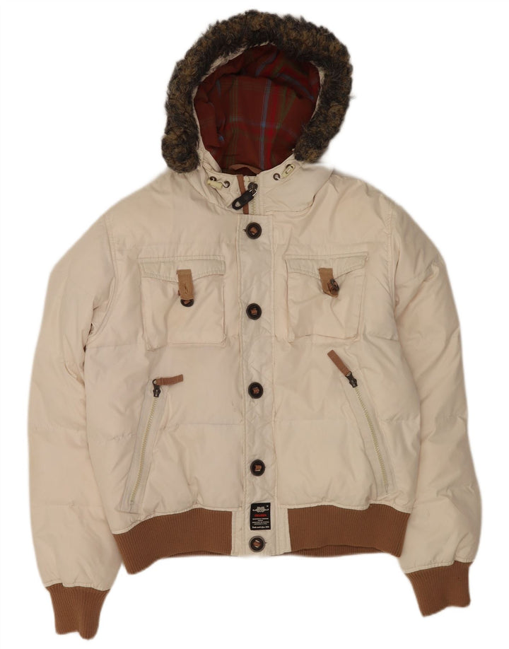 Charro Veste matelassée à capuche graphique pour homme UK 36 Small Blanc Polyester