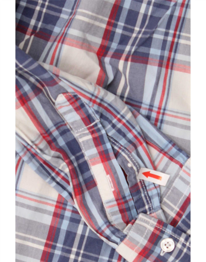 Benetton Chemise Bleu Moyen Carreaux Coton Homme