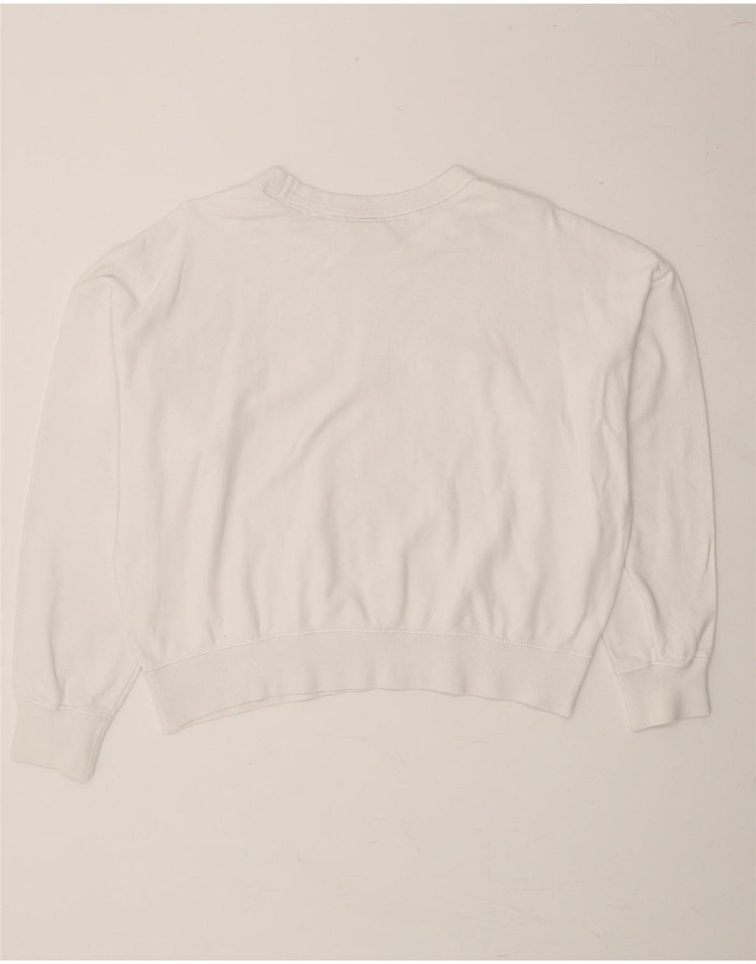 CHAMPION Womens Oversized Crop Graphic Sweatshirt Jumper UK 10 Small White Vintage Champion and Second-Hand Champion from Messina Hembry 