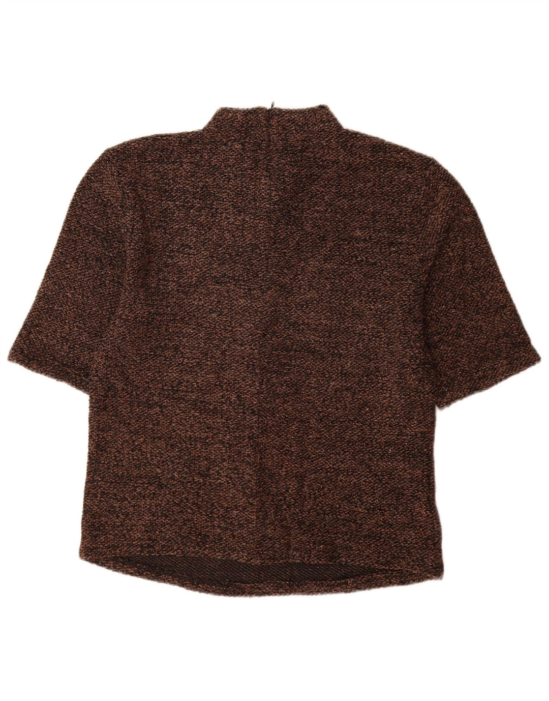 ZARA Femme Chemisier Top UK 14 Large Marron Polyester