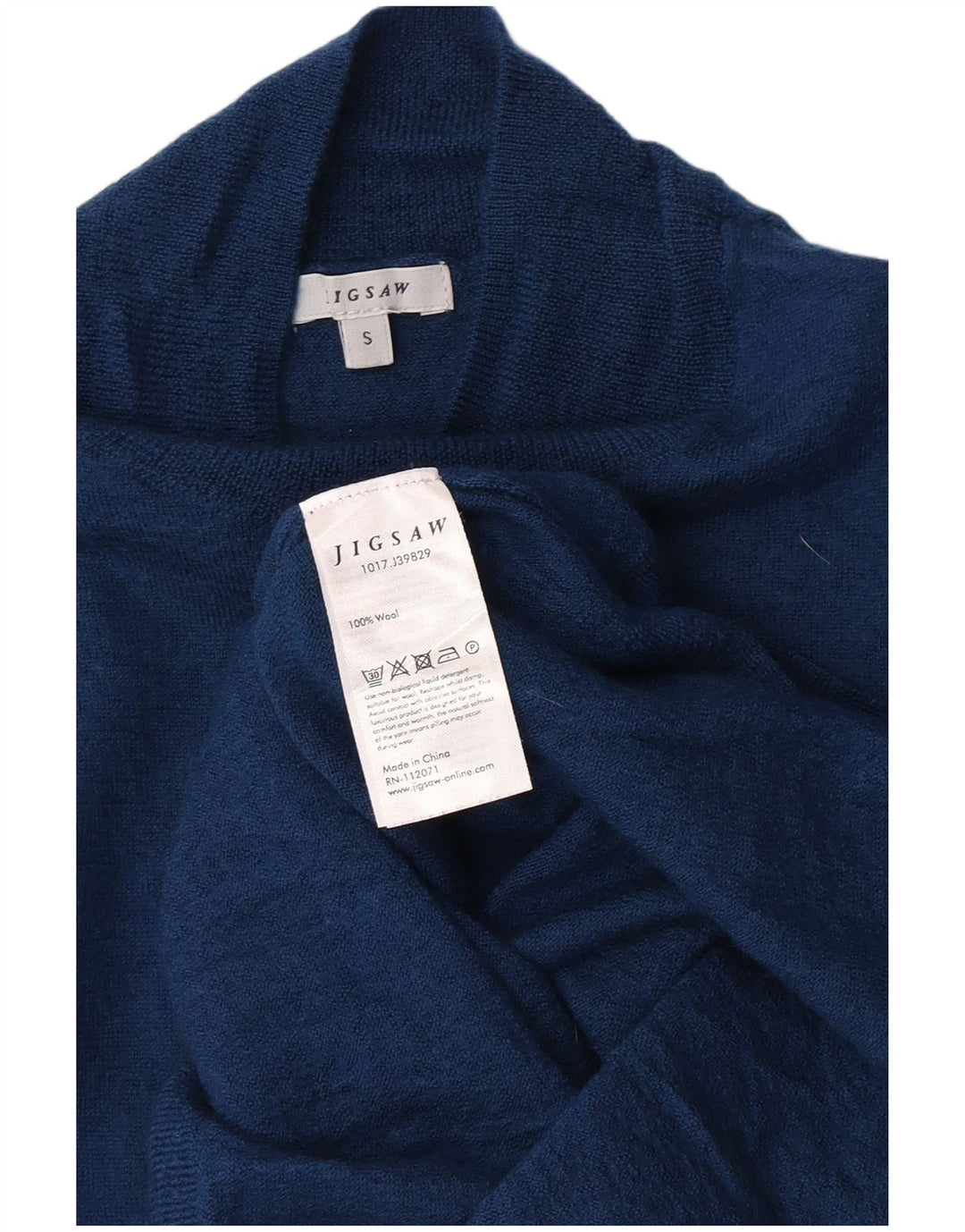 Jigsaw Pull à col roulé pour femme UK 8 Petite laine bleue