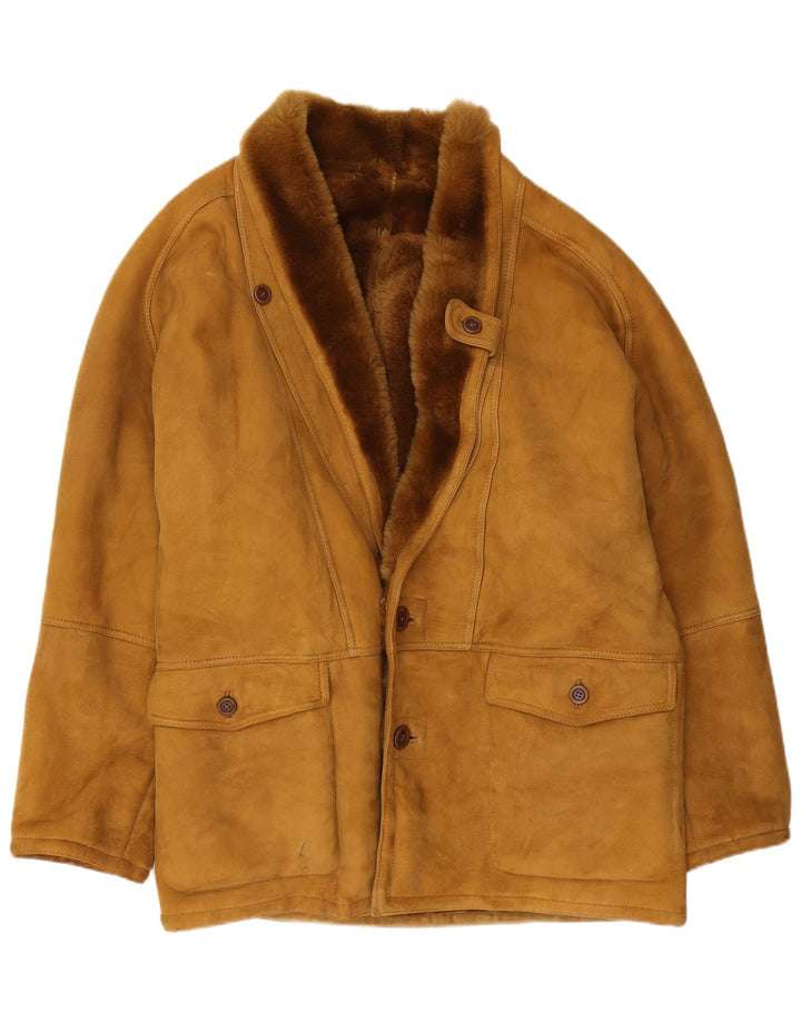 veste en peau de mouton vintage pour hommes IT 52 XL Marron