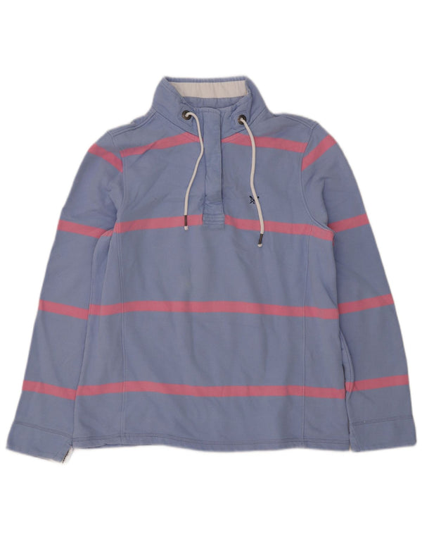Crew Clothing Sweat-shirt à col zippé pour femme UK 12 Bleu moyen rayé
