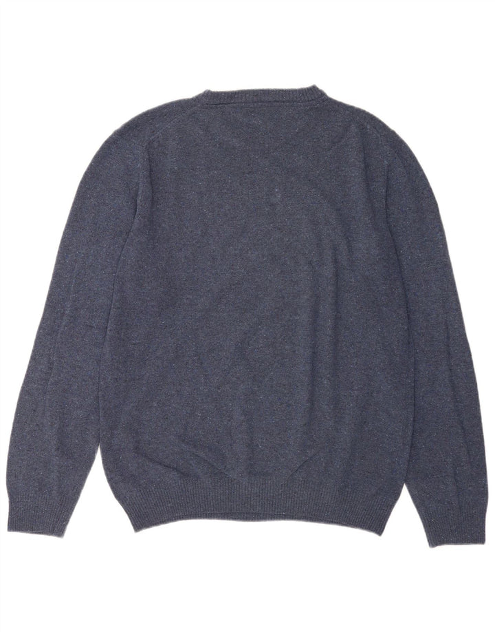 Gant Pull à col rond pour homme en laine mouchetée bleue