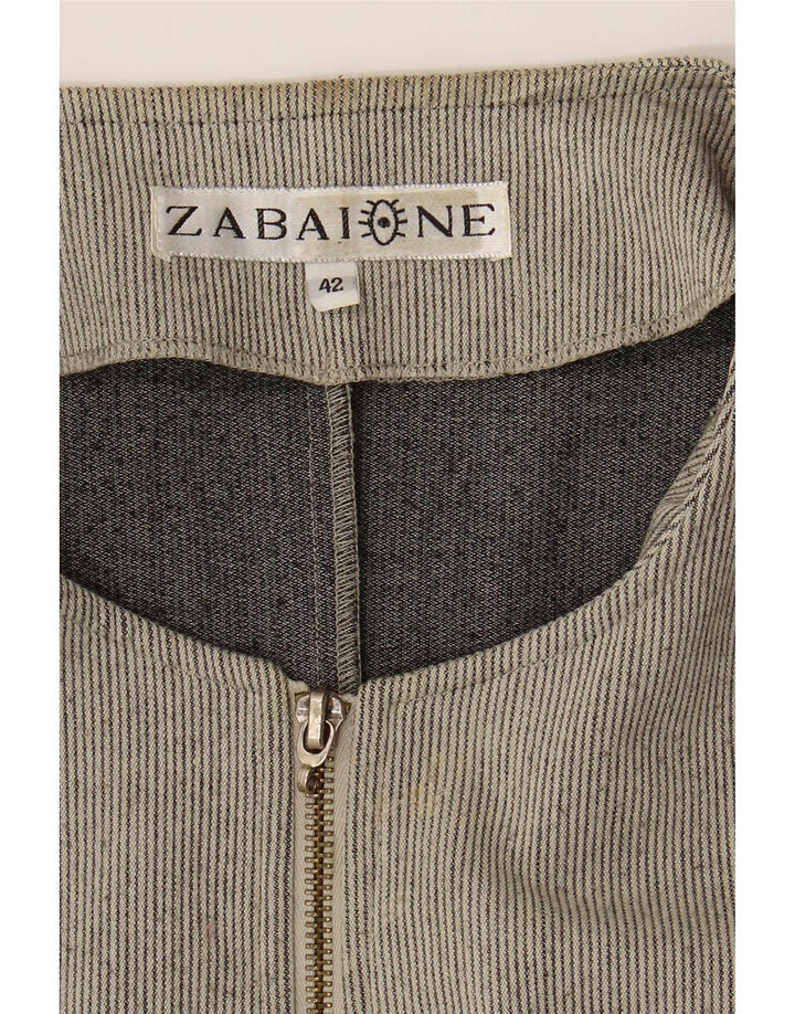 Zabaione Veste blazer zippée pour femme IT 42 Gris moyen à fines rayures
