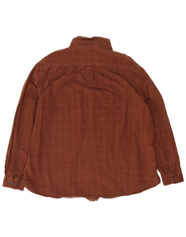 Marks & Spencer Mens Shirt 3XL Brown Check Cotton