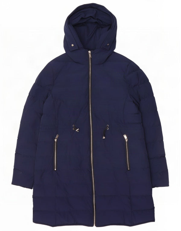 Jaeger Manteau matelassé à capuche pour femme UK 14 Large Bleu marine Polyester