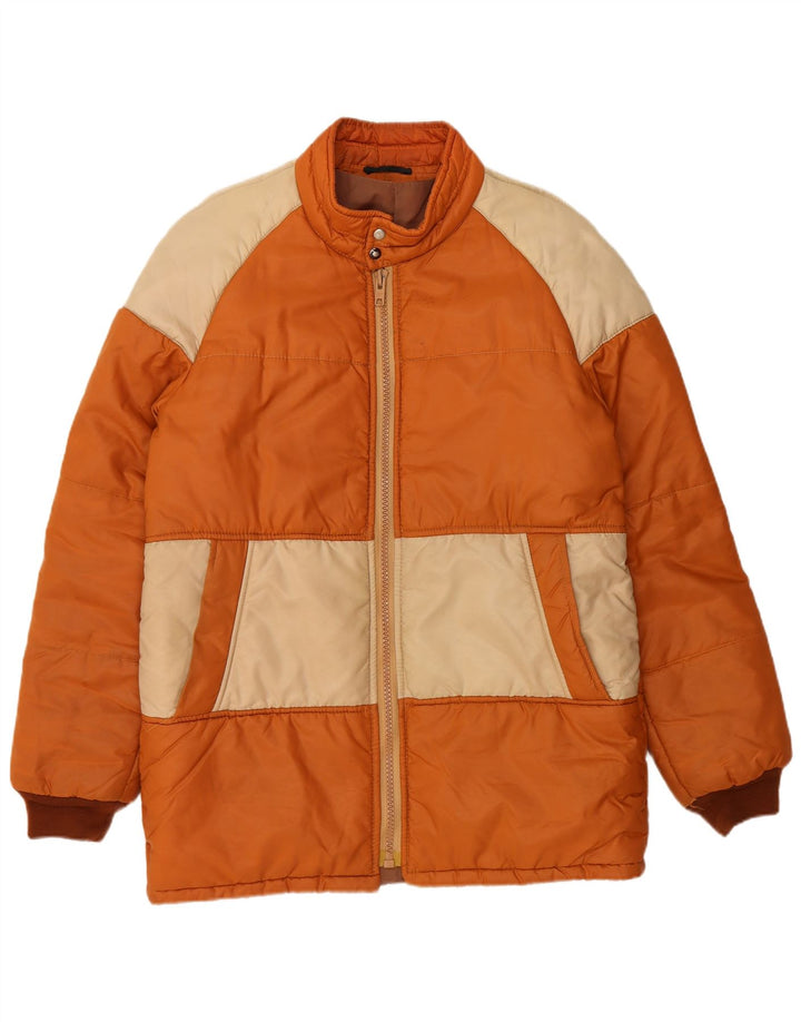 VINTAGE Veste matelassée homme IT 52 XL Orange Colourblock Polyester