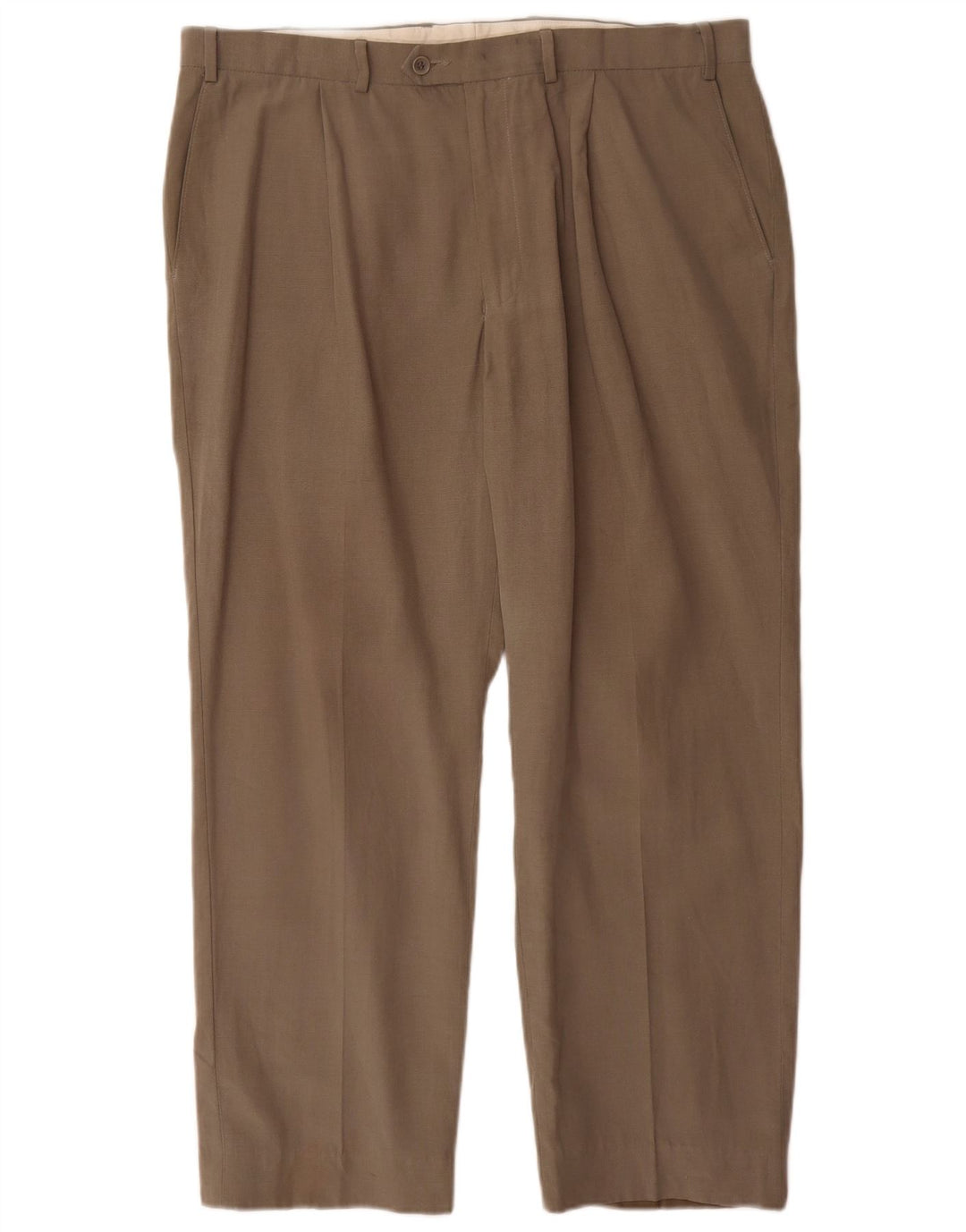 Marks & Spencer Pantalon de costume droit pour homme W38 L29 Kaki Lyocell