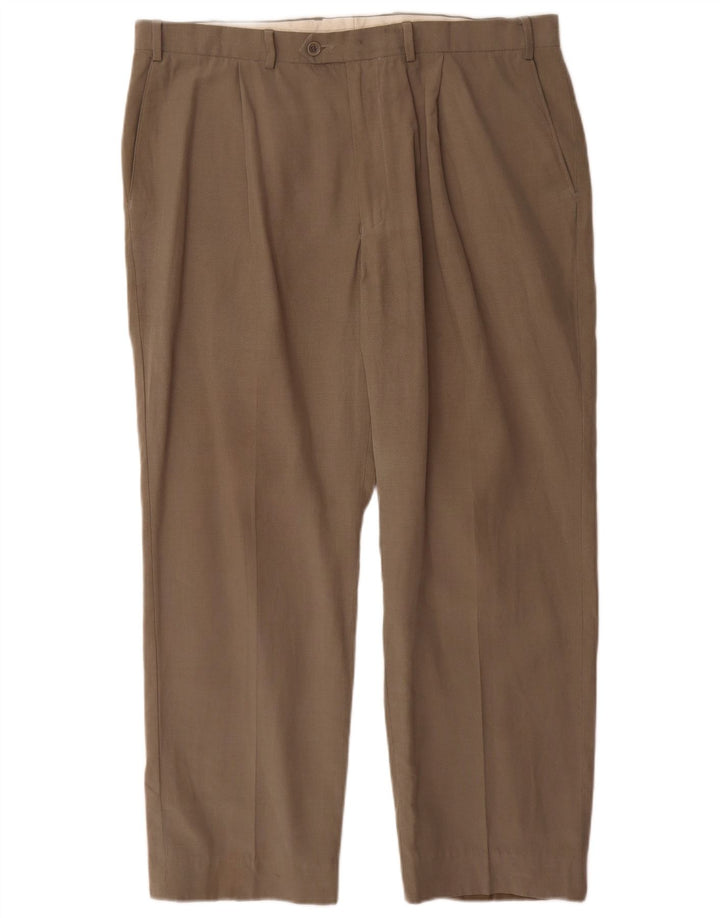 Marks & Spencer Pantalon de costume droit pour homme W38 L29 Kaki Lyocell