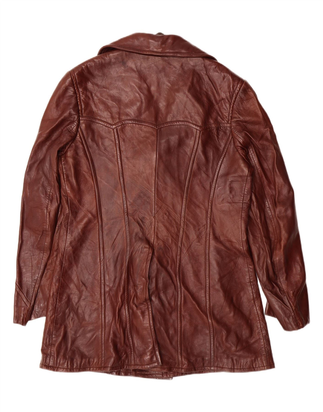 VINTAGE Manteau en cuir femme IT 52 2XL Cuir marron