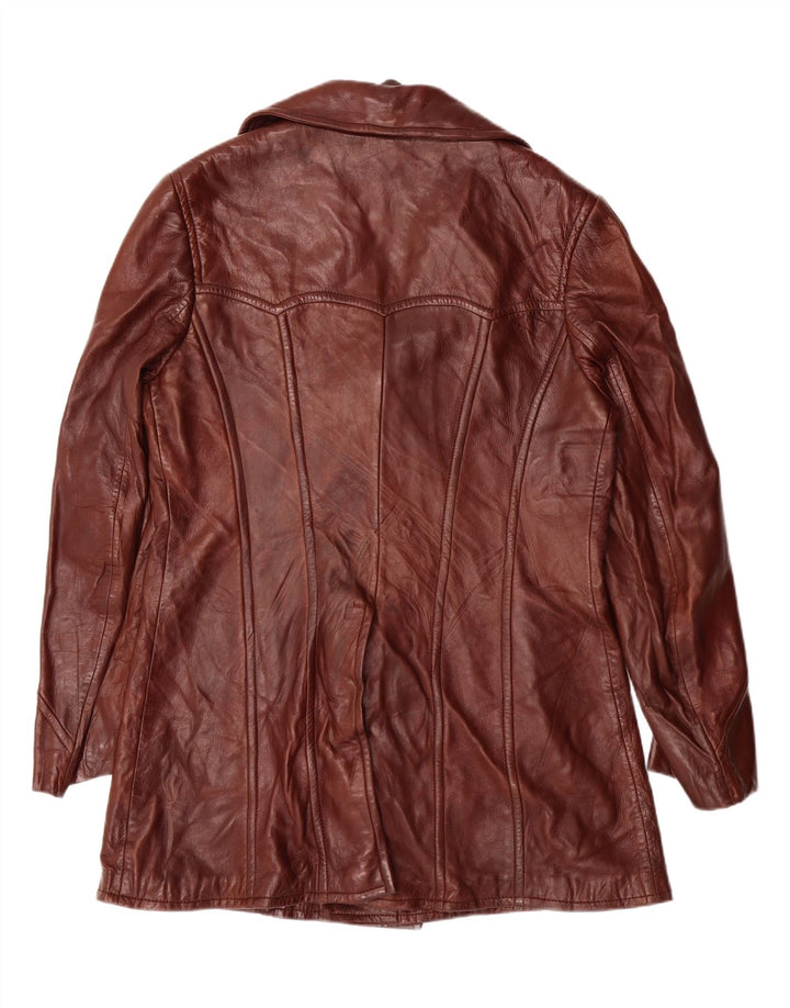 VINTAGE Manteau en cuir femme IT 52 2XL Cuir marron