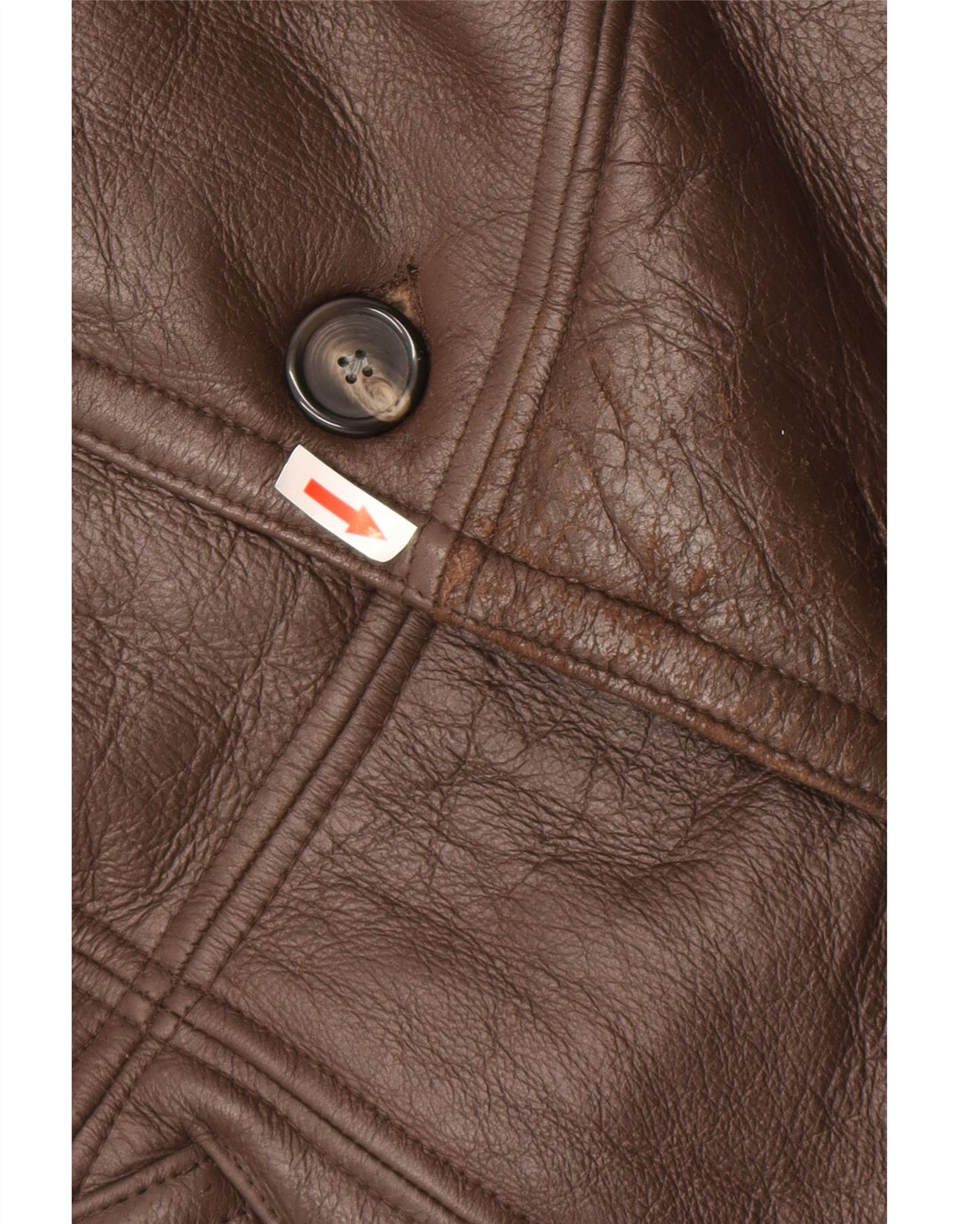 vintage Mens Shearling Coat UK 36 Petit cuir brun