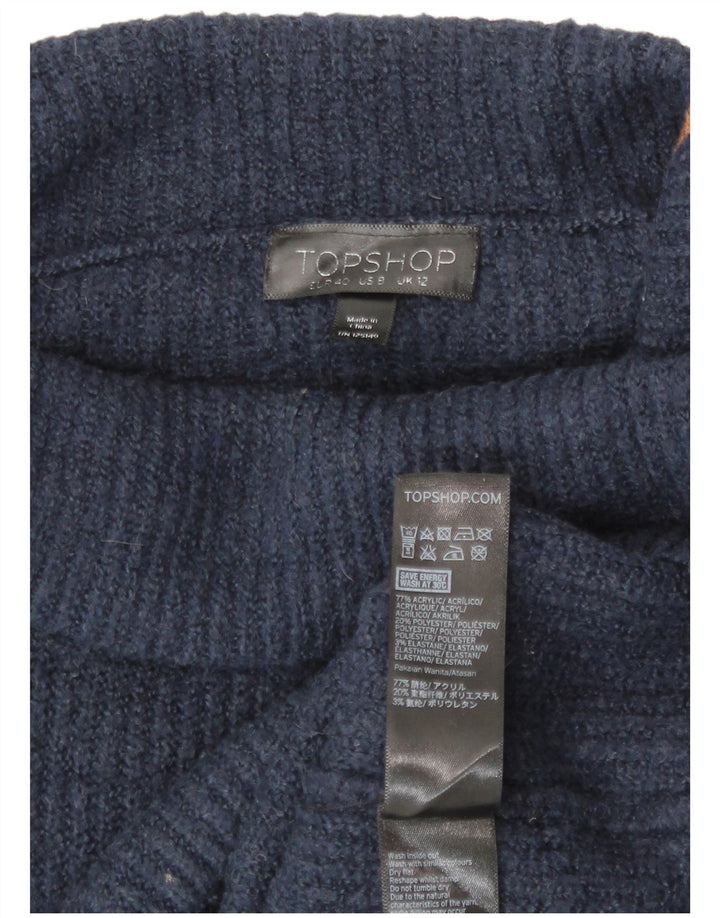 Topshop Pull surdimensionné à col roulé pour femme UK 12 Bleu marine moyen